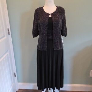 Perceptions Black Sleeveless Dress with Sparkling Matching Jacket Size 10 New
